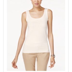 Alfani Scoop-Neck Basic Tank, Small, fresh cream